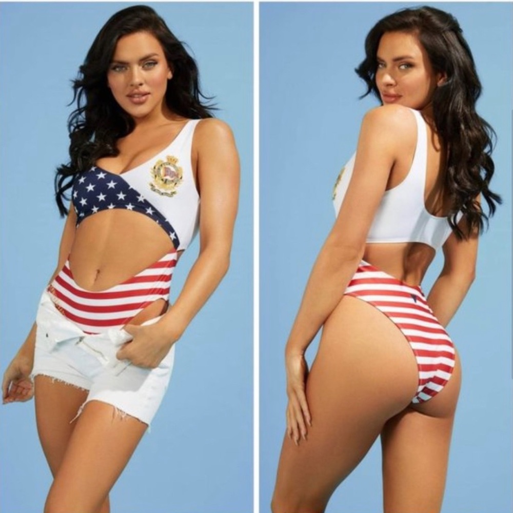 New GUESS Eco Stars and Stripes One-Piece Swimsuit